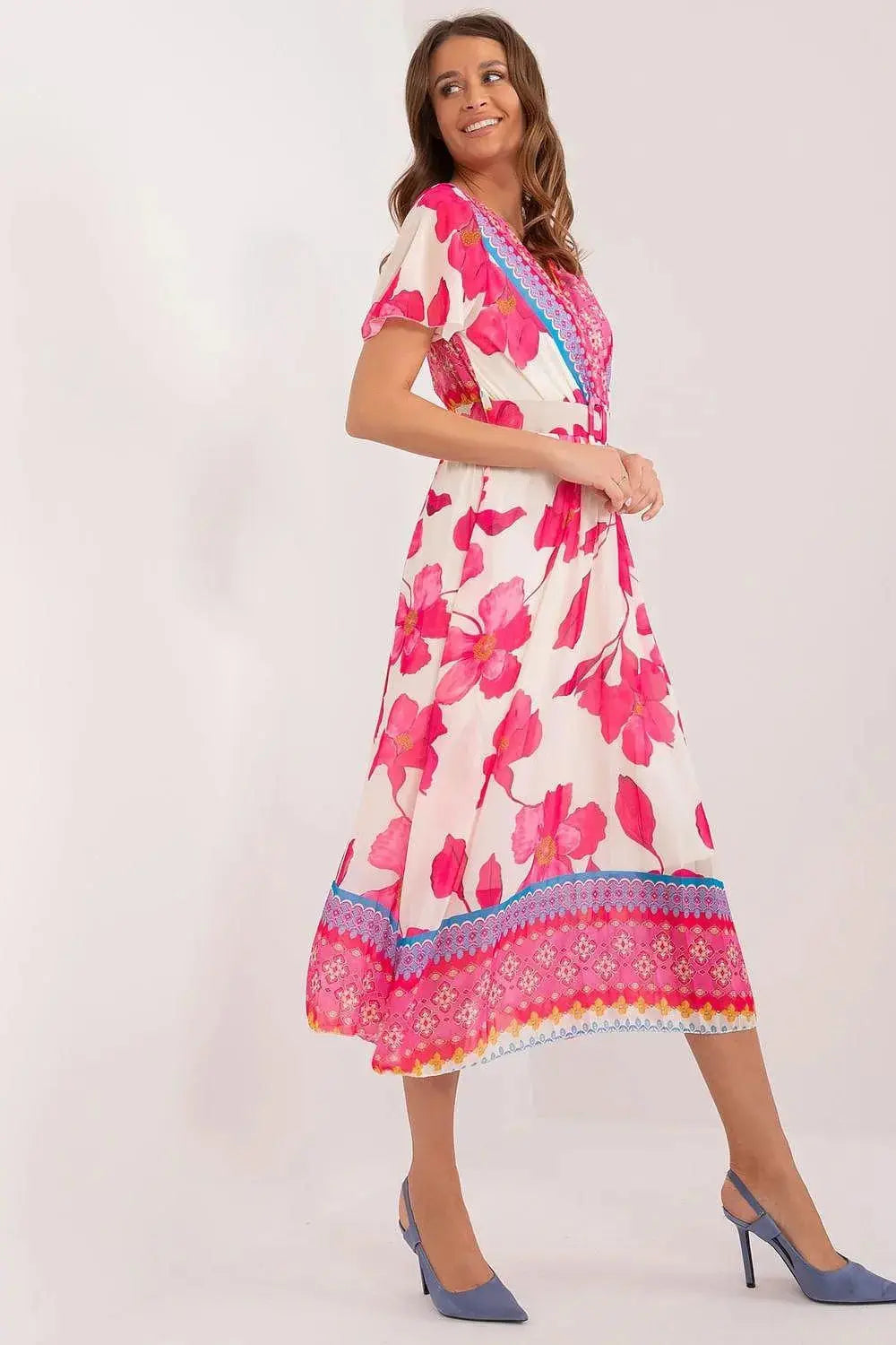 Italy Moda summer daydress with short sleeves in the form of frills