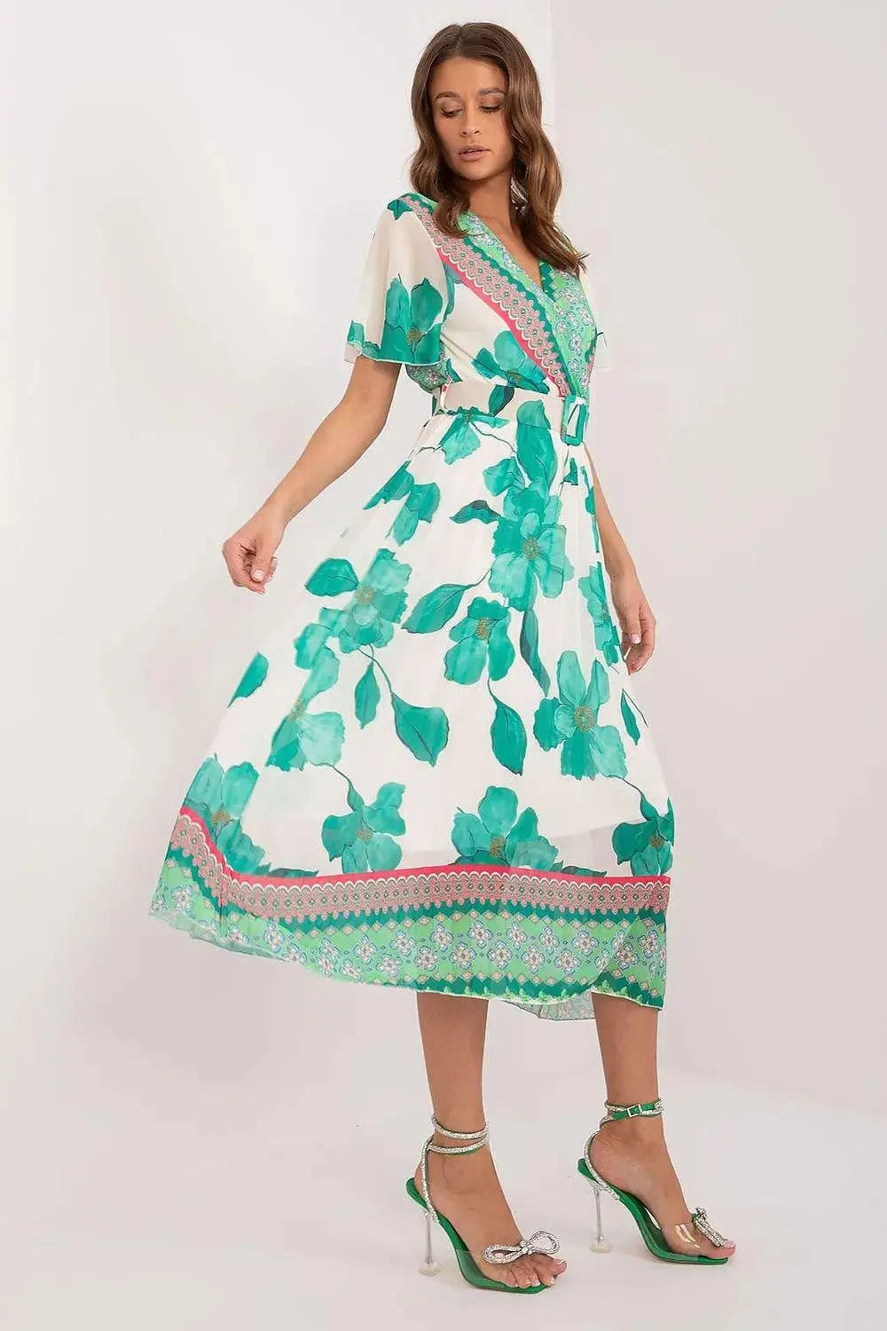 Italy Moda summer daydress with short sleeves in the form of frills