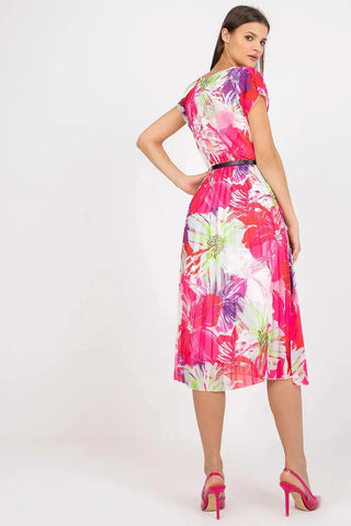 Italy Moda summer dress with short sleeves, round neckline, flared bottom