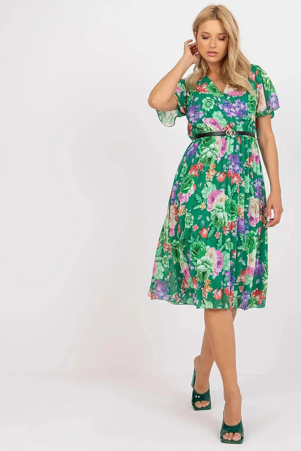Italy Moda womens elegant polyester decorated lower part pleats daydress