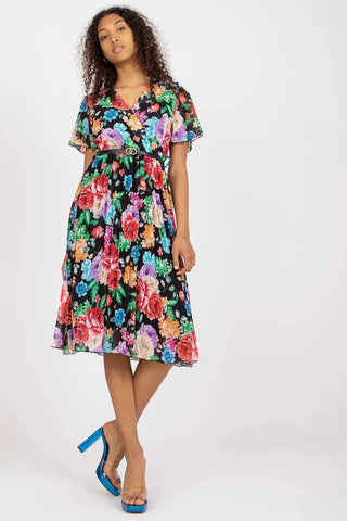 Italy Moda womens elegant polyester decorated lower part pleats daydress