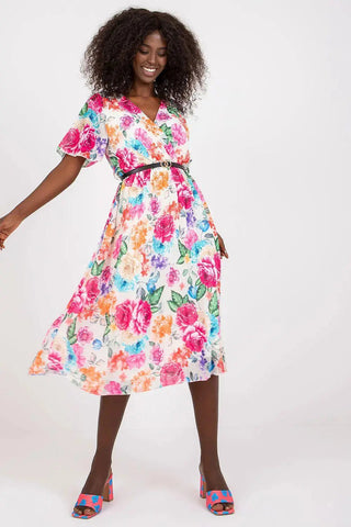 Italy Moda womens elegant polyester decorated lower part pleats daydress