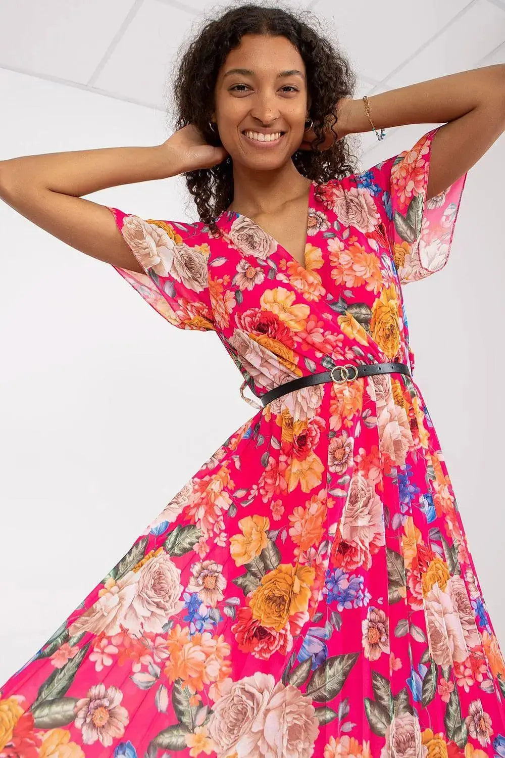 Italy Moda womens elegant polyester decorated lower part pleats daydress