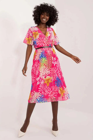 Italy Moda womens elegant polyester decorated lower part pleats daydress