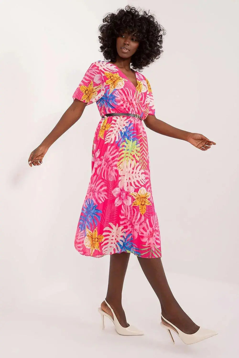 Italy Moda womens elegant polyester decorated lower part pleats daydress