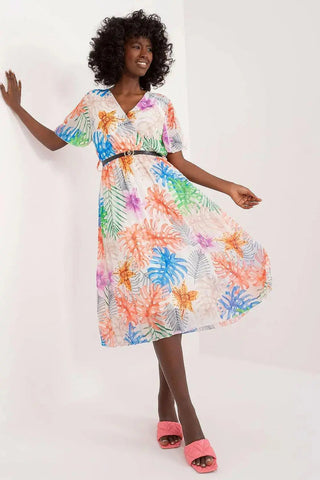 Italy Moda womens elegant polyester decorated lower part pleats daydress