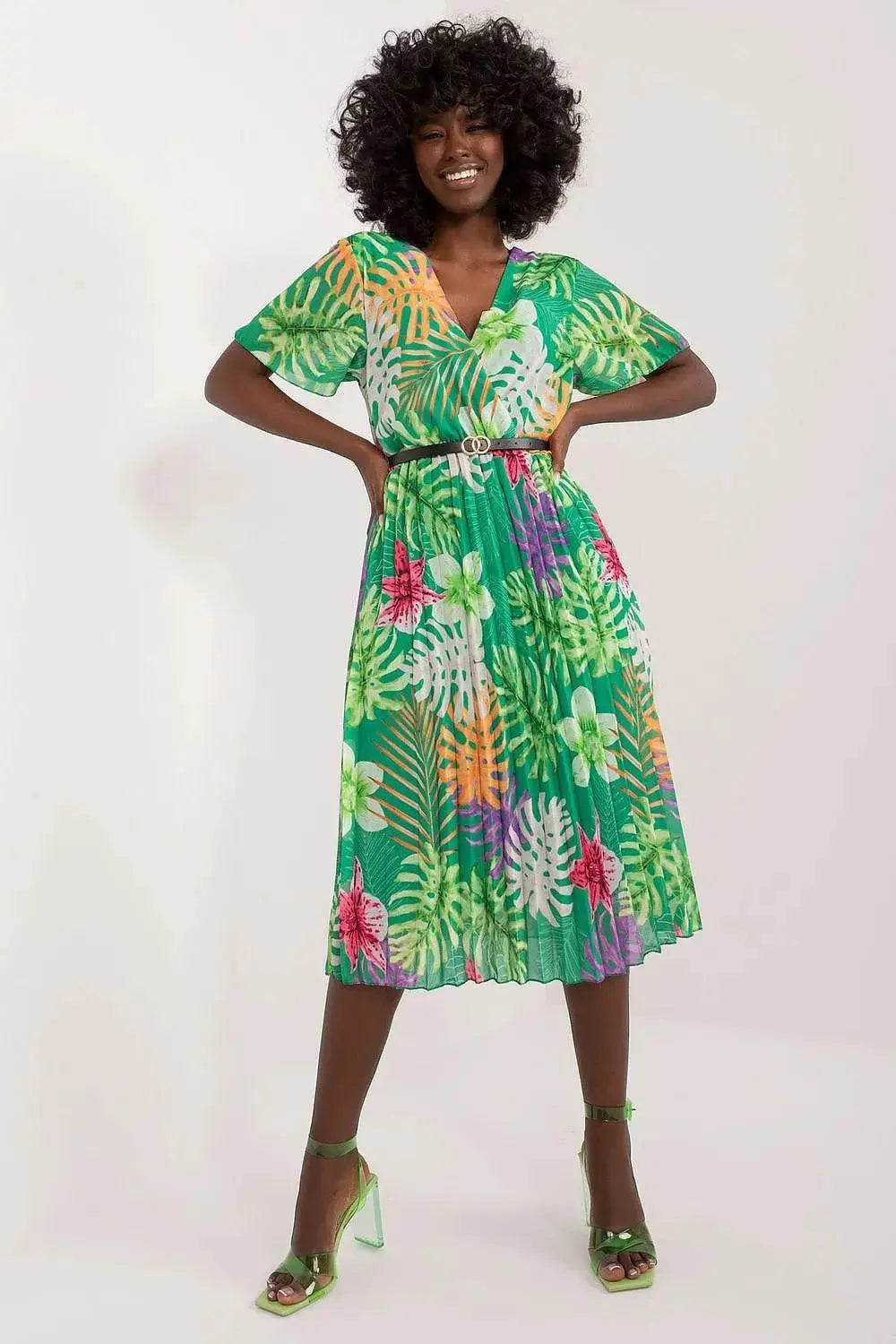 Italy Moda womens elegant polyester decorated lower part pleats daydress