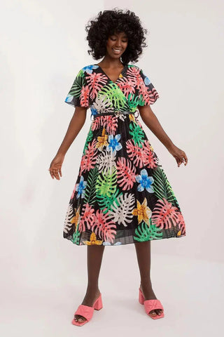 Italy Moda womens elegant polyester decorated lower part pleats daydress