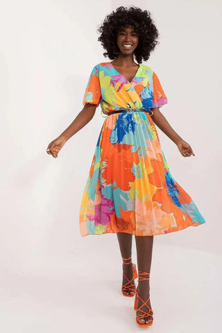 Italy Moda womens elegant polyester decorated lower part pleats daydress