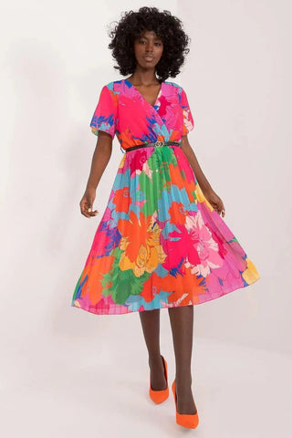 Italy Moda womens elegant polyester decorated lower part pleats daydress