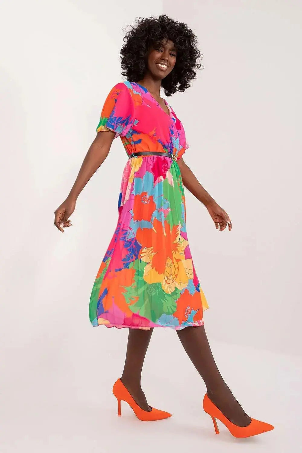 Italy Moda womens elegant polyester decorated lower part pleats daydress