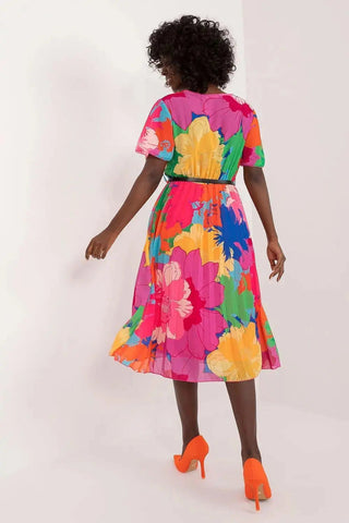 Italy Moda womens elegant polyester decorated lower part pleats daydress