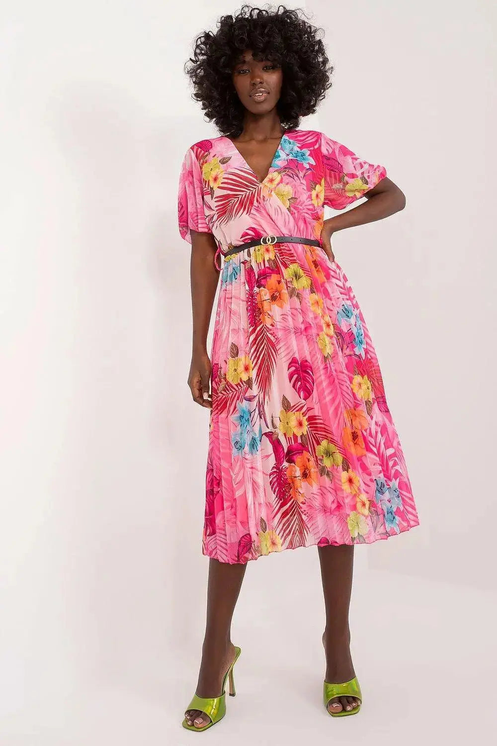 Italy Moda womens elegant polyester decorated lower part pleats daydress