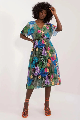 Italy Moda womens elegant polyester decorated lower part pleats daydress