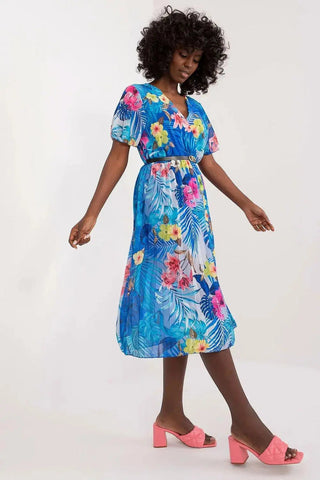 Italy Moda womens elegant polyester decorated lower part pleats daydress