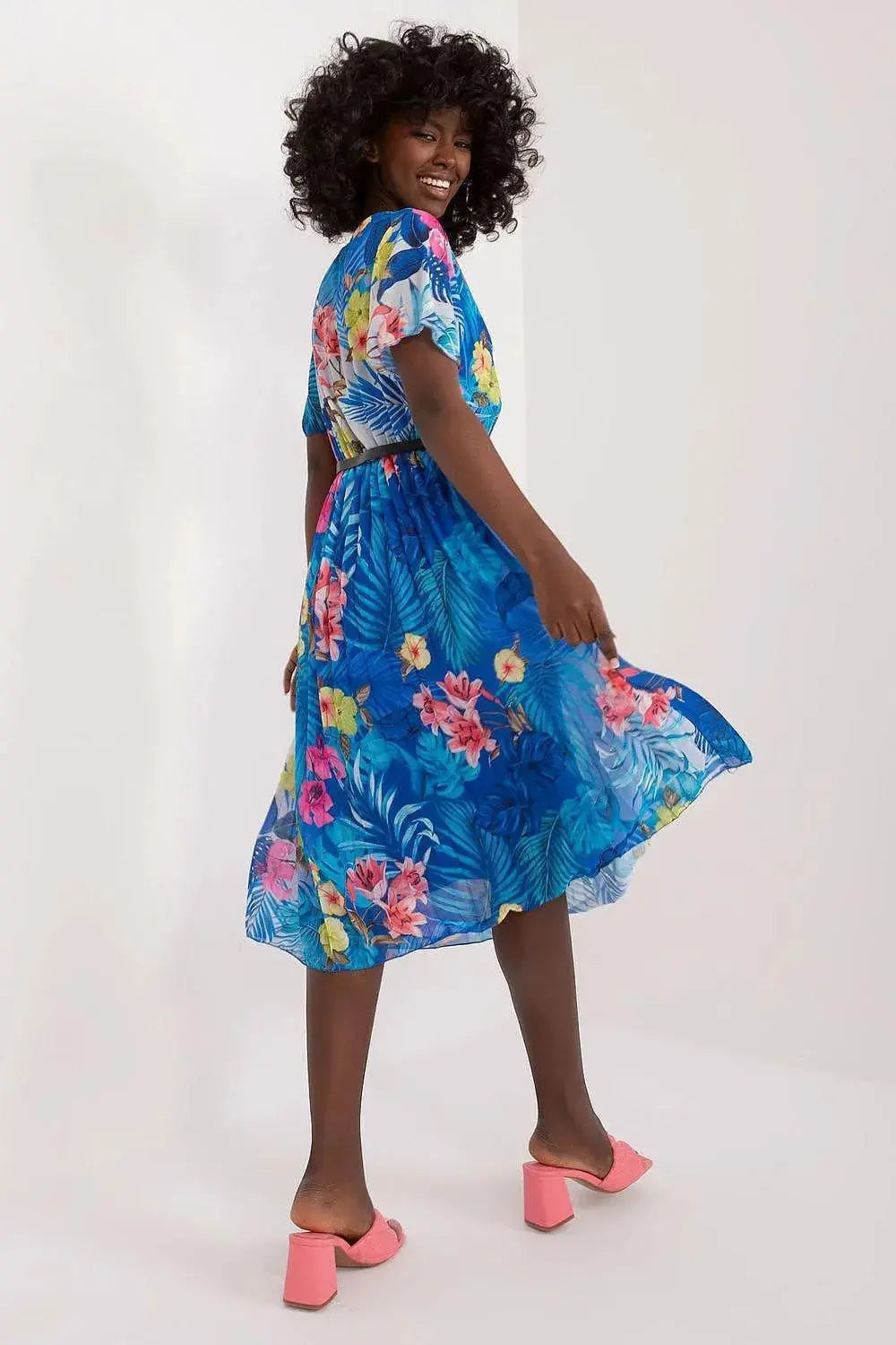 Italy Moda womens elegant polyester decorated lower part pleats daydress