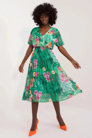 Italy Moda womens elegant polyester decorated lower part pleats daydress