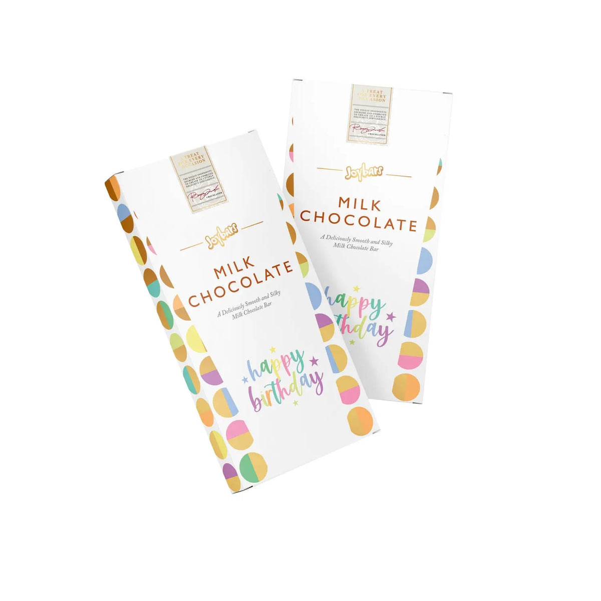 Premium milk chocolate bar in Happy Birthday message carton box Jag Couture Chocolates