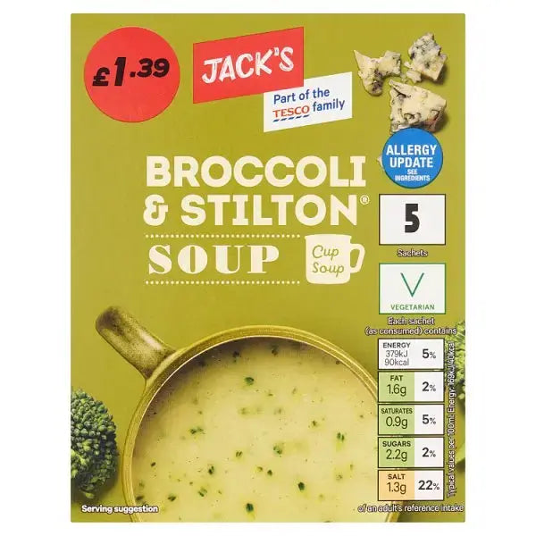 Jack's Broccoli & Stilton Cup Soup 5 x 24g (Case of 7)