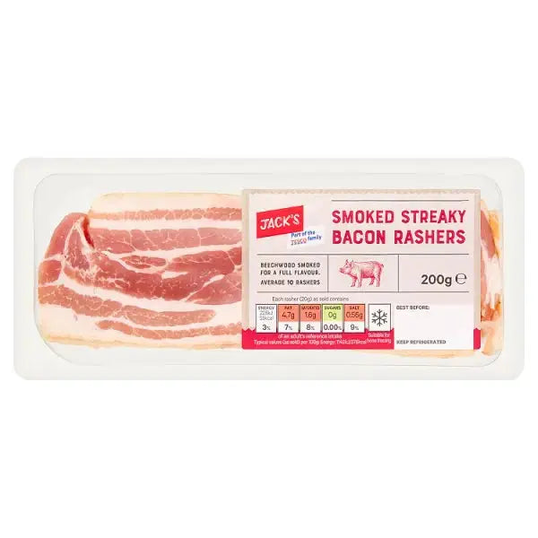 Streak Rashers Jack's Smoked Streaky Bacon Rashers 200g – Jag Couture Chocolates