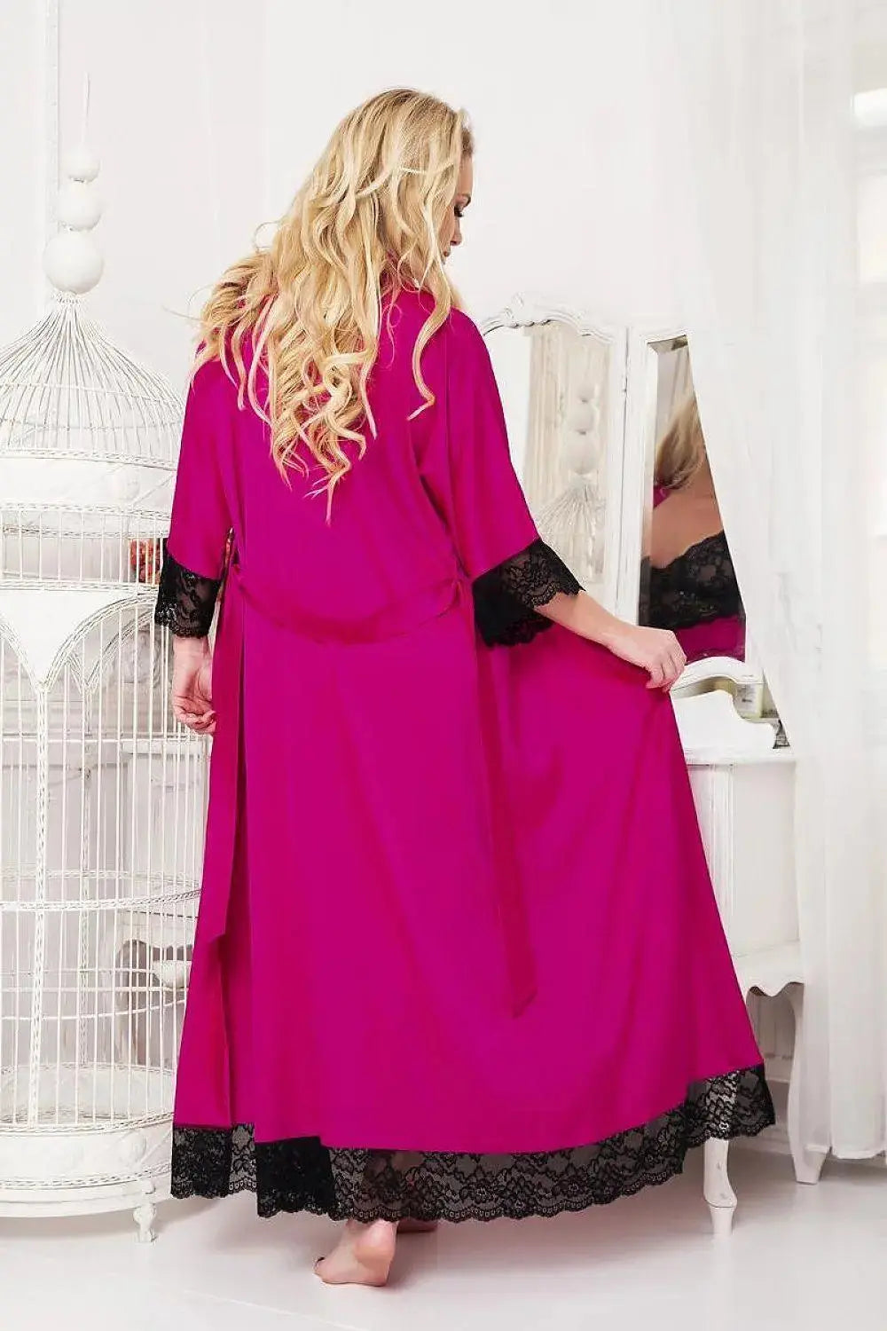 Kalimo long, satin dressing bathrobe