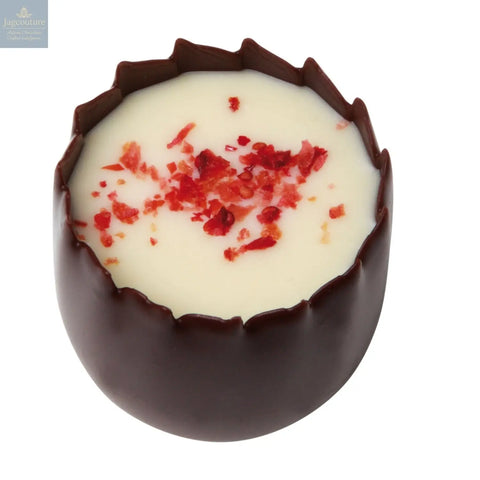 Karina - dark chocolate strawberry ganache cup 13g - Jag Couture Chocolates