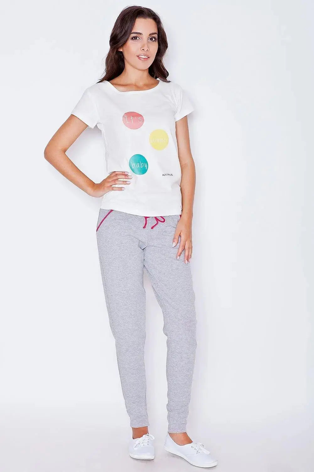 Katrus gray cotton sweatpant with tapered legs