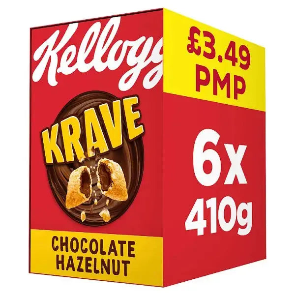 Kellogg's Krave Chocolate Hazelnut Breakfast Cereal 6 x 410g (Case of 6)