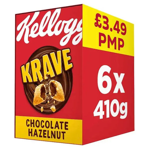 Kellogg's Krave Chocolate Hazelnut Breakfast Cereal 6 x 410g (Case of 6)