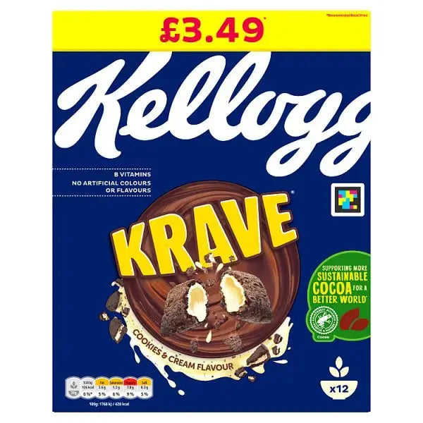 Kellogg's Krave Cookies & Cream Breakfast Cereal 6 x 375g (Case of 6)