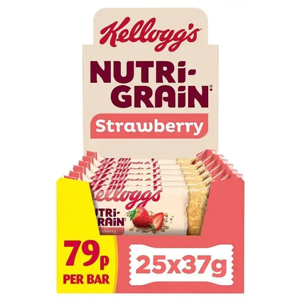Kellogg's Nutri-grain Strawberry Snack Bar 25 x 37g (Case of 25)