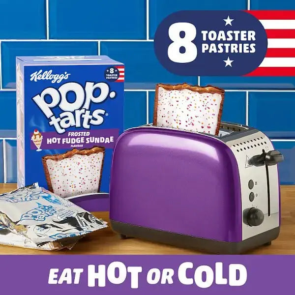 Kellogg's Pop-Tarts Frosted Hot Fudge Sundae Flavour Pastry Snack Slices 8x48g (Case of 6)