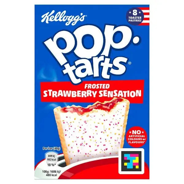 Kellogg's Pop Tarts Frosted Strawberry Sensation Pastry Snacks 8x48g (Case of 6)