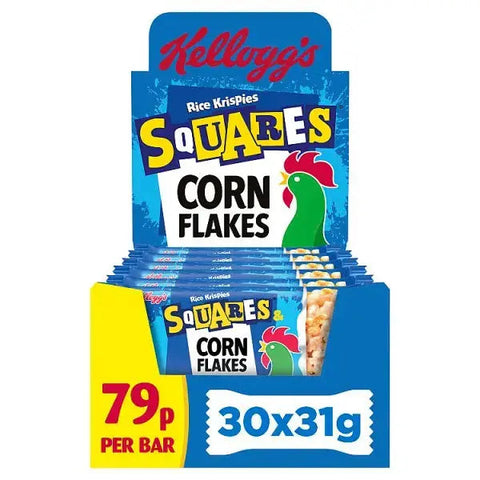 Kellogg's Rice Krispies Squares Corn Flakes Snack Bar 30 x 31g (Case of 30)