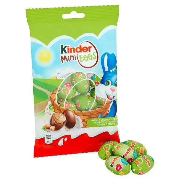 Kinder Milk Chocolate & Hazelnut Mini Easter Eggs Snack Bag 75g (Case of 22)