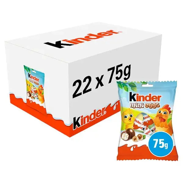Kinder Milk Chocolate & Hazelnut Mini Easter Eggs Snack Bag 75g (Case of 22)