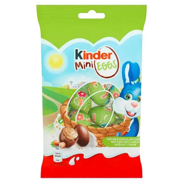 Kinder Milk Chocolate & Hazelnut Mini Easter Eggs Snack Bag 75g (Case of 22)