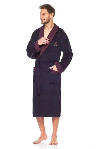 L&L collection burgundy colour men's bathrobe