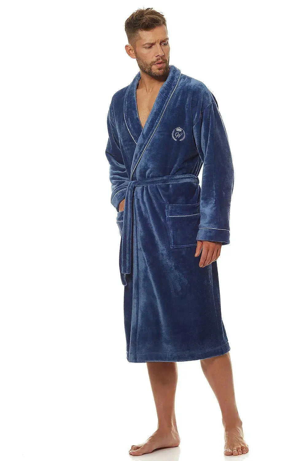 L&L collection classic men's bathrobe soft soft knit fabric