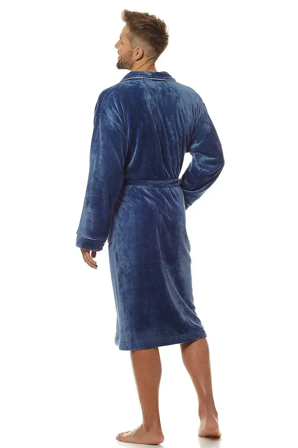 L&L collection classic men's bathrobe soft soft knit fabric