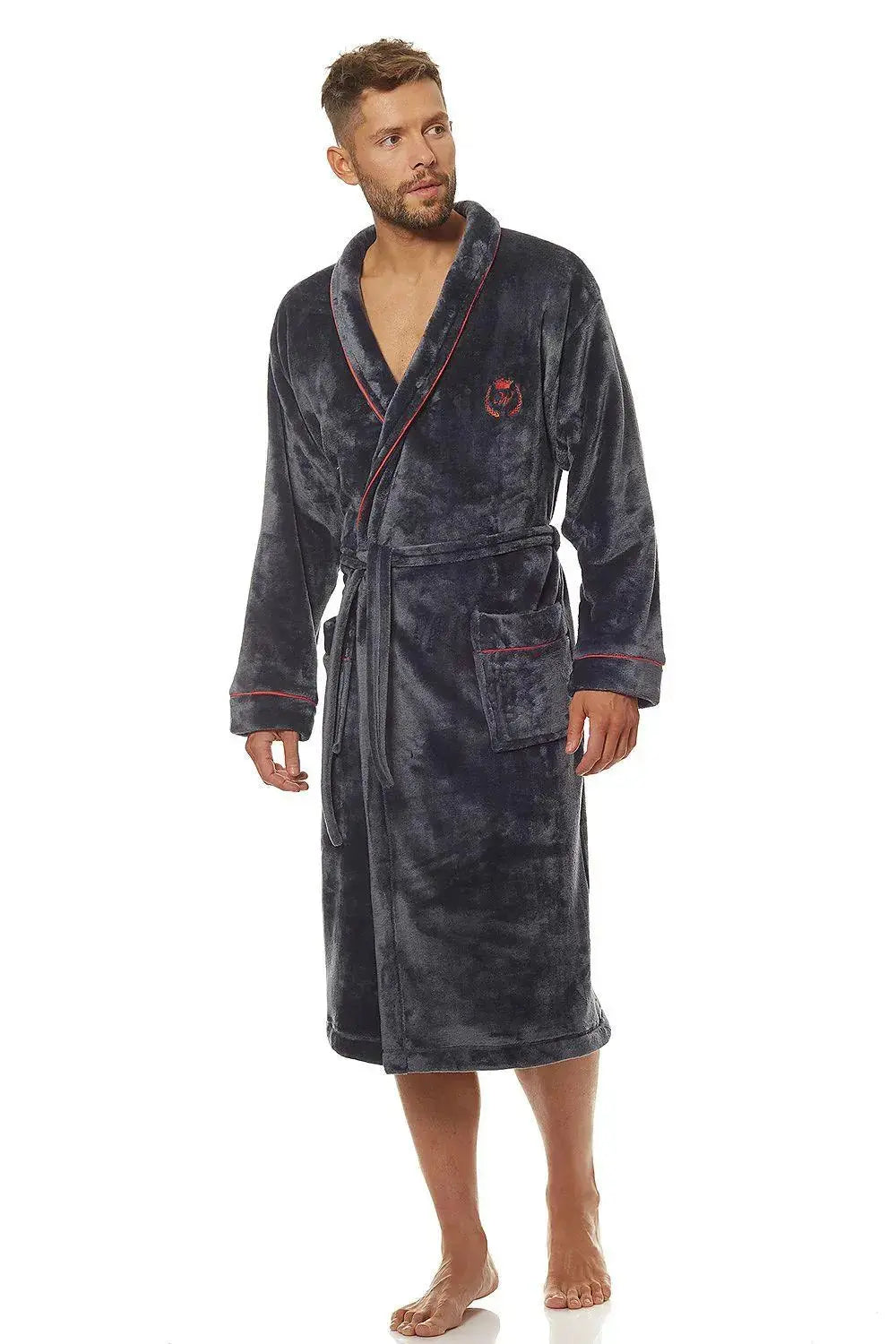 L&L collection men's bathrobe oft soft knit fabric
