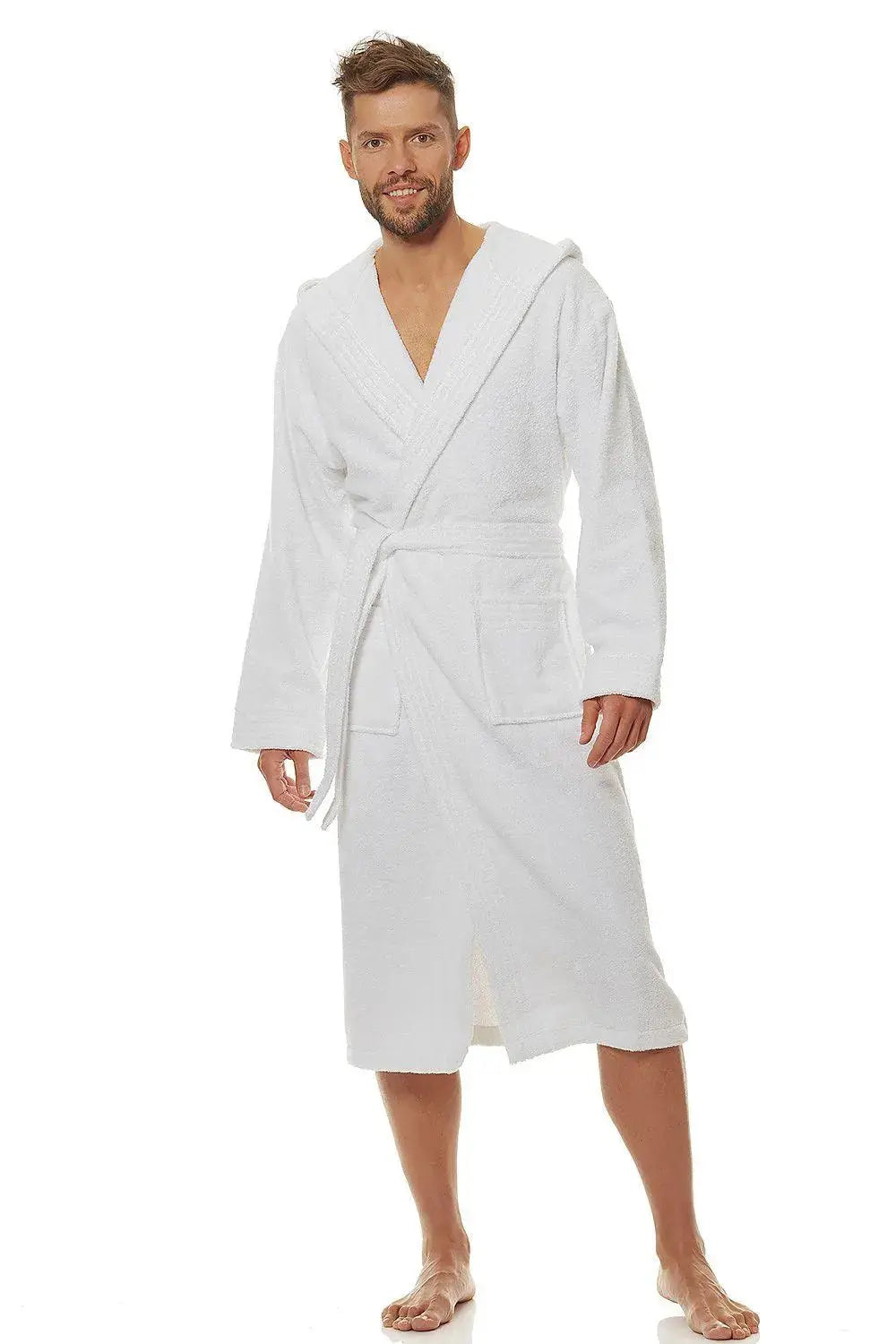 L&L collection men's white bathrobe