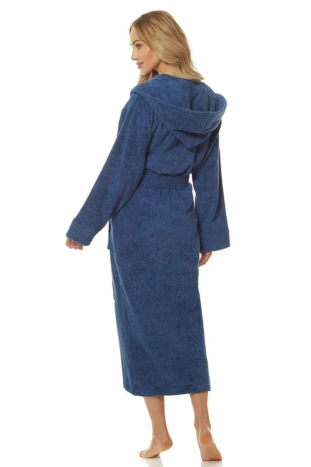 L&L collection navy blue color long bathrobe