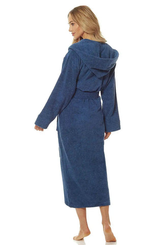 L&L collection navy blue color long bathrobe