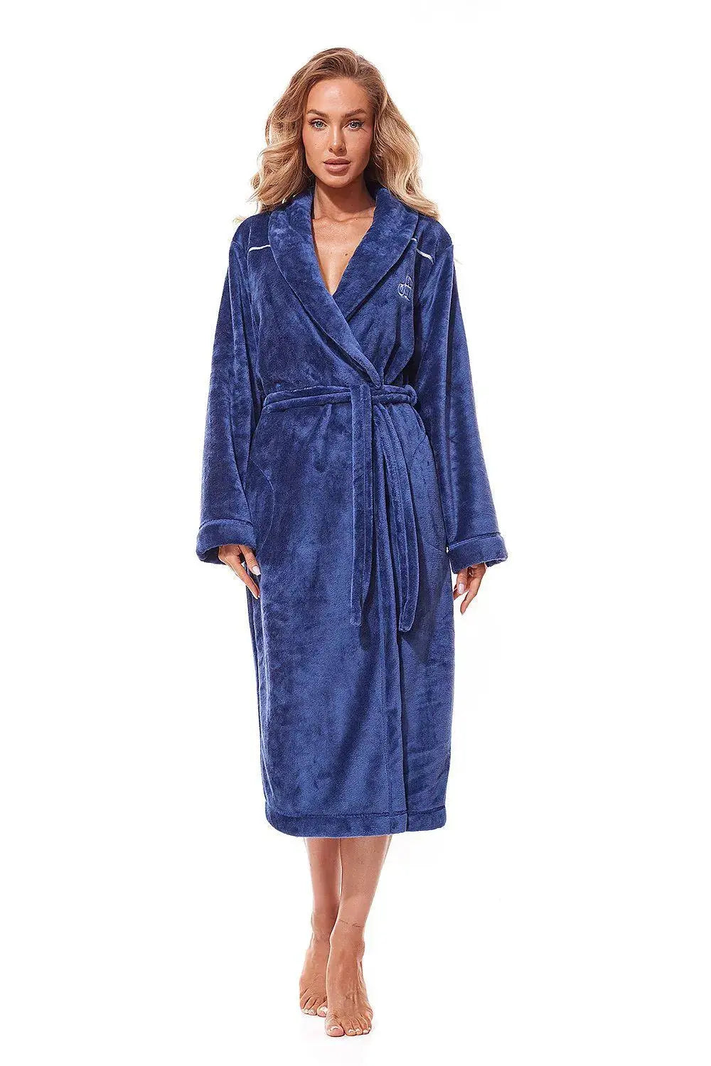 L&L collection smooth, shiny fabric long bathrobe