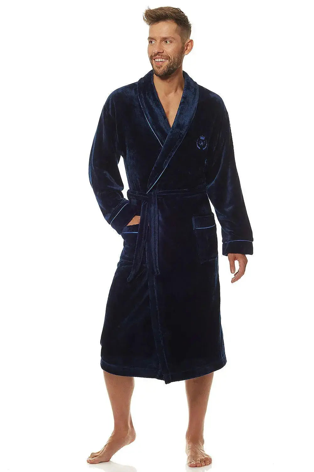 L&L collection soft knit fabric men's bathrobe