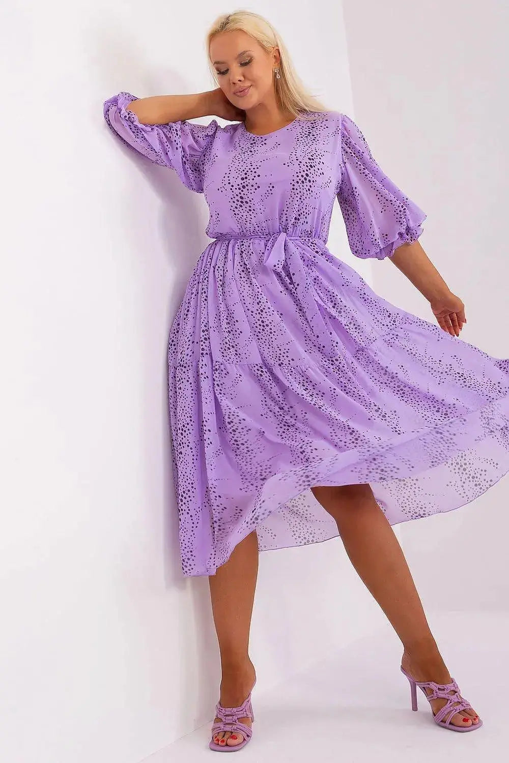 Lakerta round neckline plus size dress
