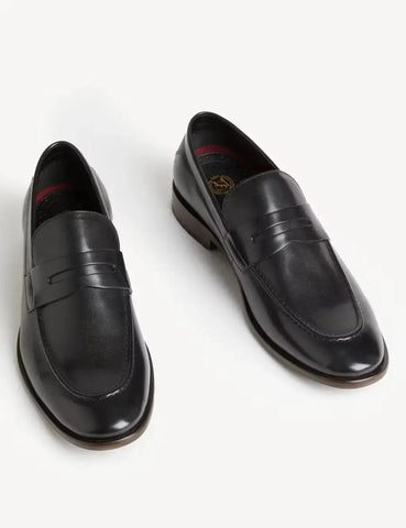 Leather Saddle Slip-On Loafers