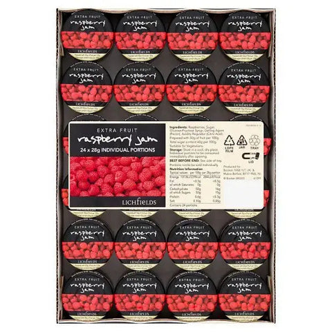 Lichfields Extra Fruit Raspberry Jam 24 x 28g