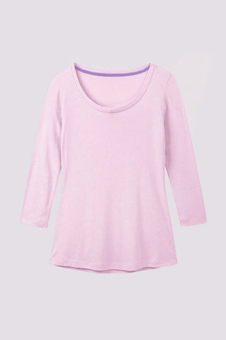 3/4 Sleeve Scoop Neck Cotton Modal Blend T-Shirt